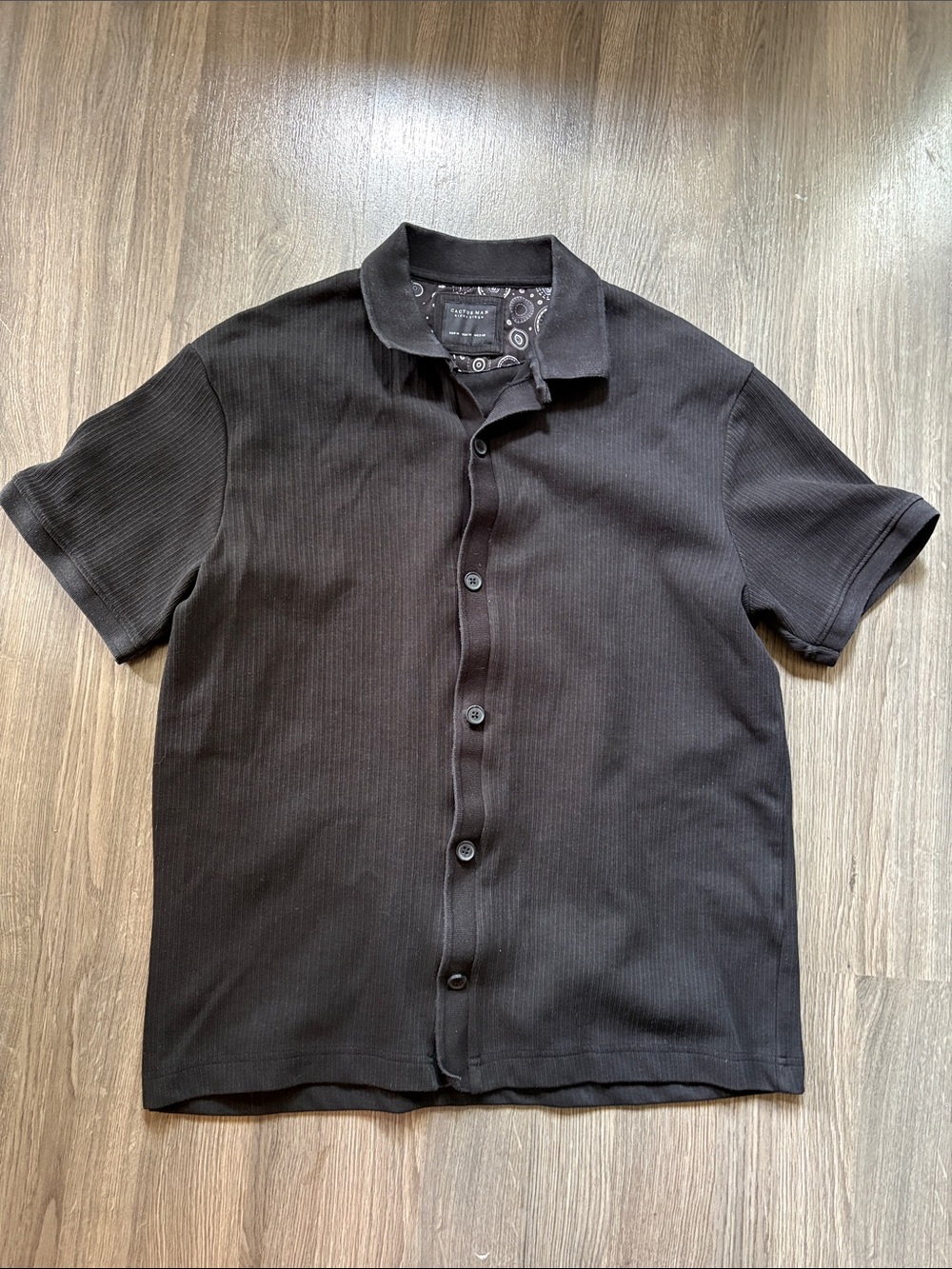 CACTUS MAN - Men's Black Short-Sleeve Button-Up Shirt